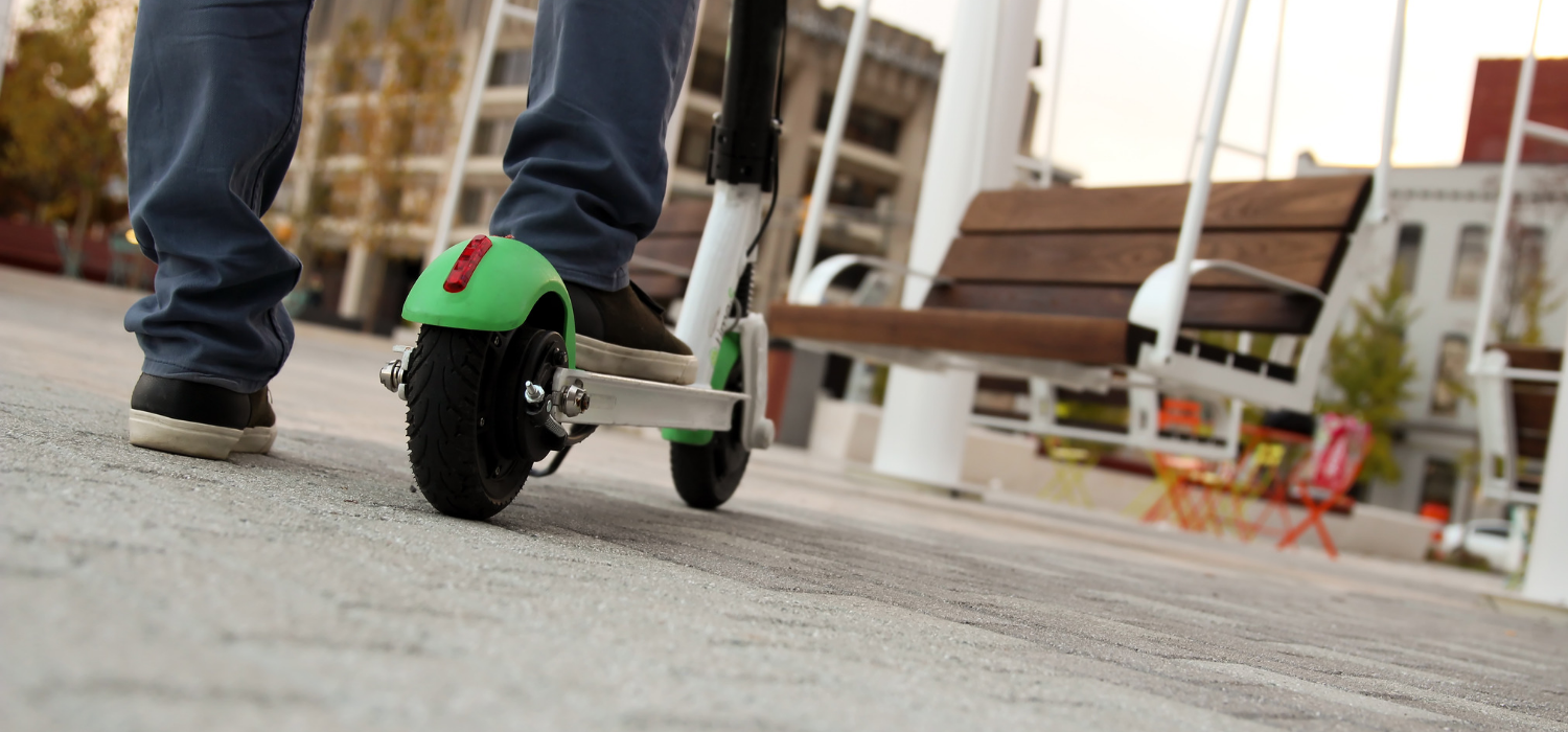 electric scooter in the city sidewalk